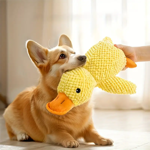 Cuddle Duck Interactive Sound Toy for Small <strong>Medium</strong> Dogs Durable Soft <strong>Plush</strong> with Squeaker Bite-Resistant Nylon Fur for Parties - Product Image 4