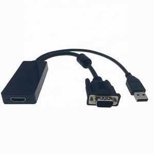 Convertidor Pass EMI de VGA a HDMI, adaptador con soporte de Audio y resolución de 1080P, entrada VGA a salida HDMI con alimentación USB