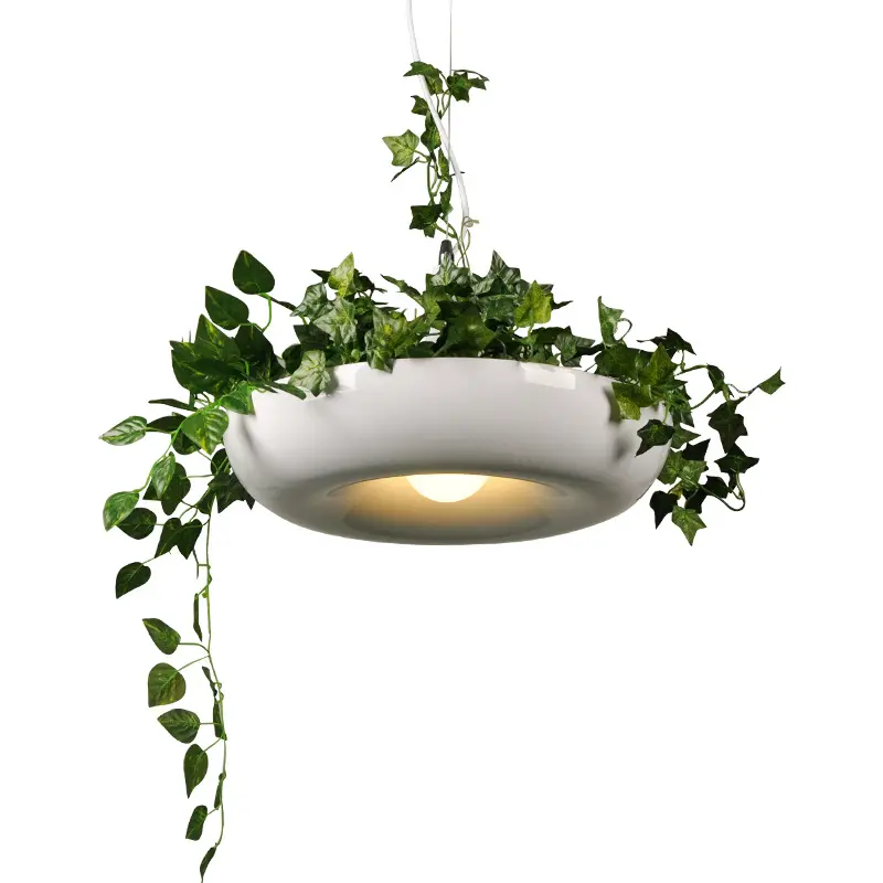 Kolye lamba siyah beyaz yeşil endüstriyel Vintage kolye ışık basit İskandinav bitki avize lambaları