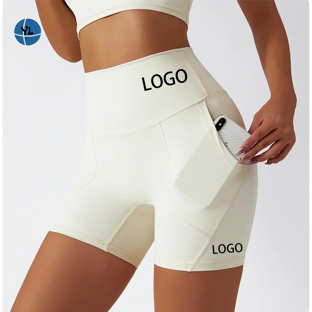 Celana Pendek Yoga Daur Ulang Ramah Lingkungan Lulu Nude Celana Fitness Legging Cepat Kering Saku Pinggang Tinggi Celana Pendek Olahraga Lari