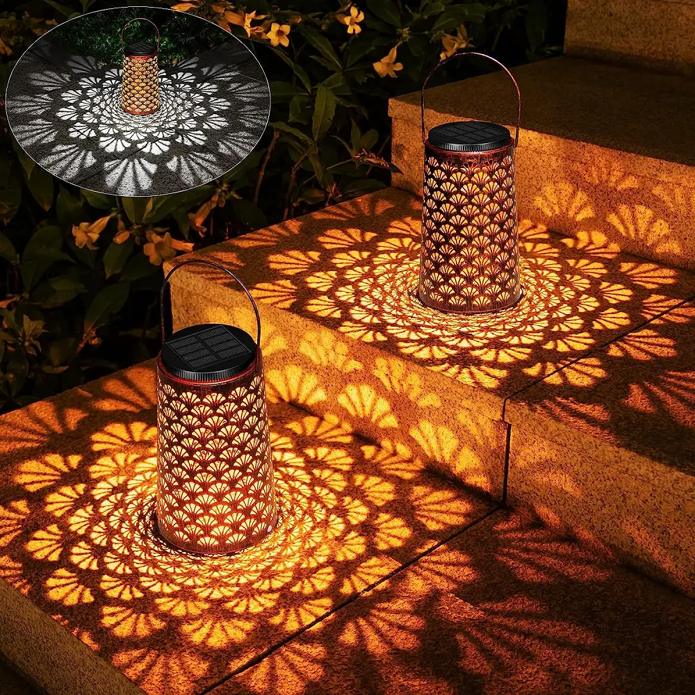 Lentera gantung Natal, lampu lanskap taman luar ruangan Logam Dekorasi lentera gantung Halloween tahan air