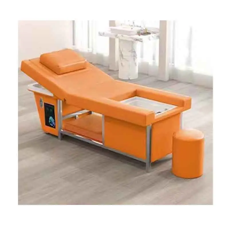 Высококачественные сберегающие пространство электрические стулья для мытья волос в салоне, массажная кровать для шампуня с керамикой для спа