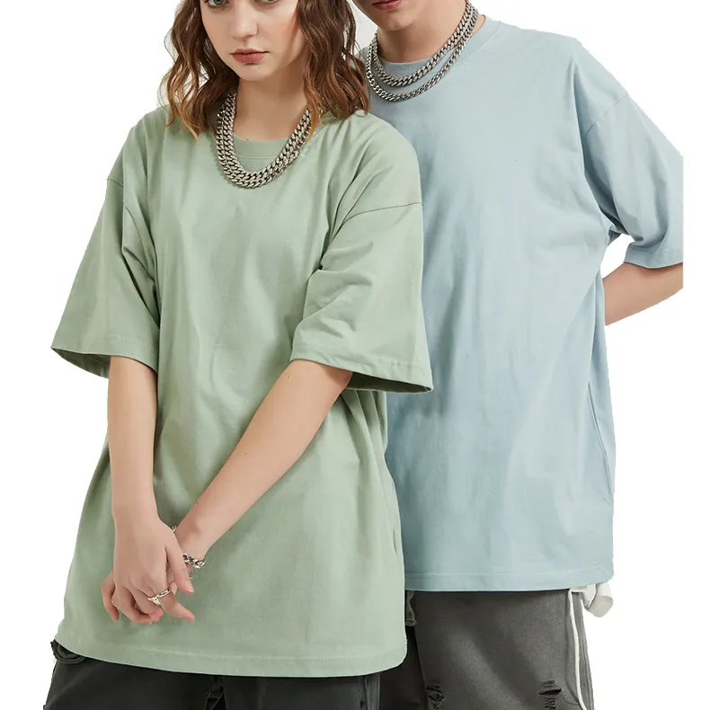 Verão Casal Vestuário Boa Qualidade Algodão Egípcio Plain Blank Washed T Shirt Unisex