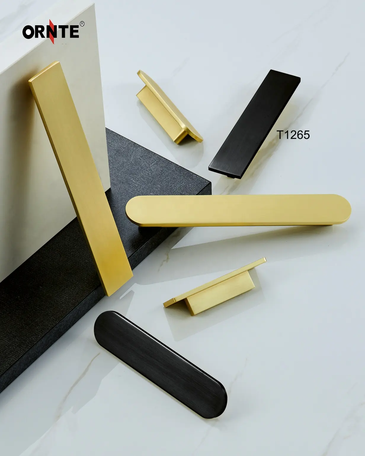 ORNTE Modern Gold Black Hardware lungo armadio in alluminio tira manopole per cassetti armadio maniglie da cucina nascoste
