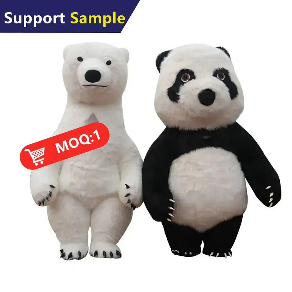 Aufblasbarer Riesen Panda Kolar Bär 9cm lang Plüsch Erwachsenen größe aufblasbare Panda Maskottchen Cosplay Kostüme Lager