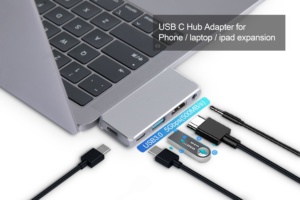 快速5合1 usb-c PD适配器，带usb-a 3.0音频麦克风端口60W 5gb/s闪电-快速数据传输4K @ 30hz库存! - Product Image 4