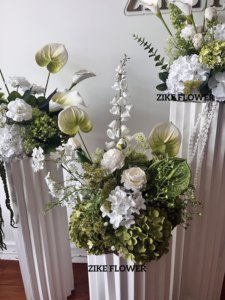 Sage Màu Xanh Lá Cây tú cầu trang trại lụa hoa sắp xếp sang trọng quốc gia nhà bếp trung tâm bạch đàn trắng thiết kế ban đầu zike - Product Image 4