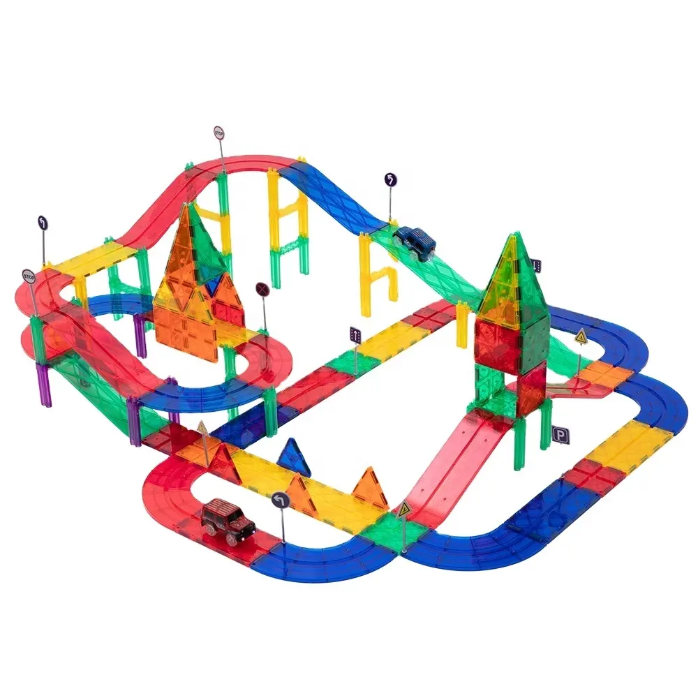 المغناطيسي سيارة عجلات مجموعة بناء ألعاب البناء المغناطيس بناء بلاط الاطفال DIY لعبة مغناطيسي مجموعة