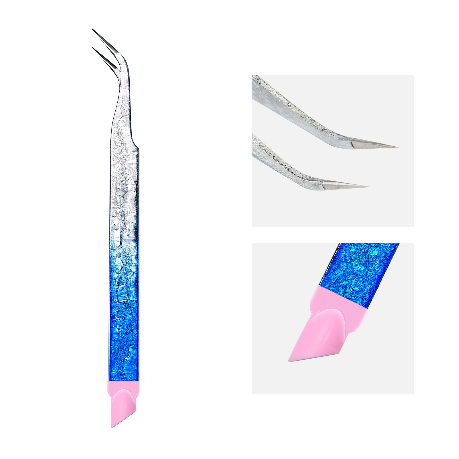 Ice crystal blue double-headed tweezers 04 elbow