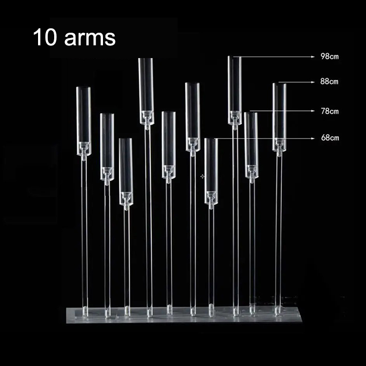 10 arms Acrylic Candle Candelabra