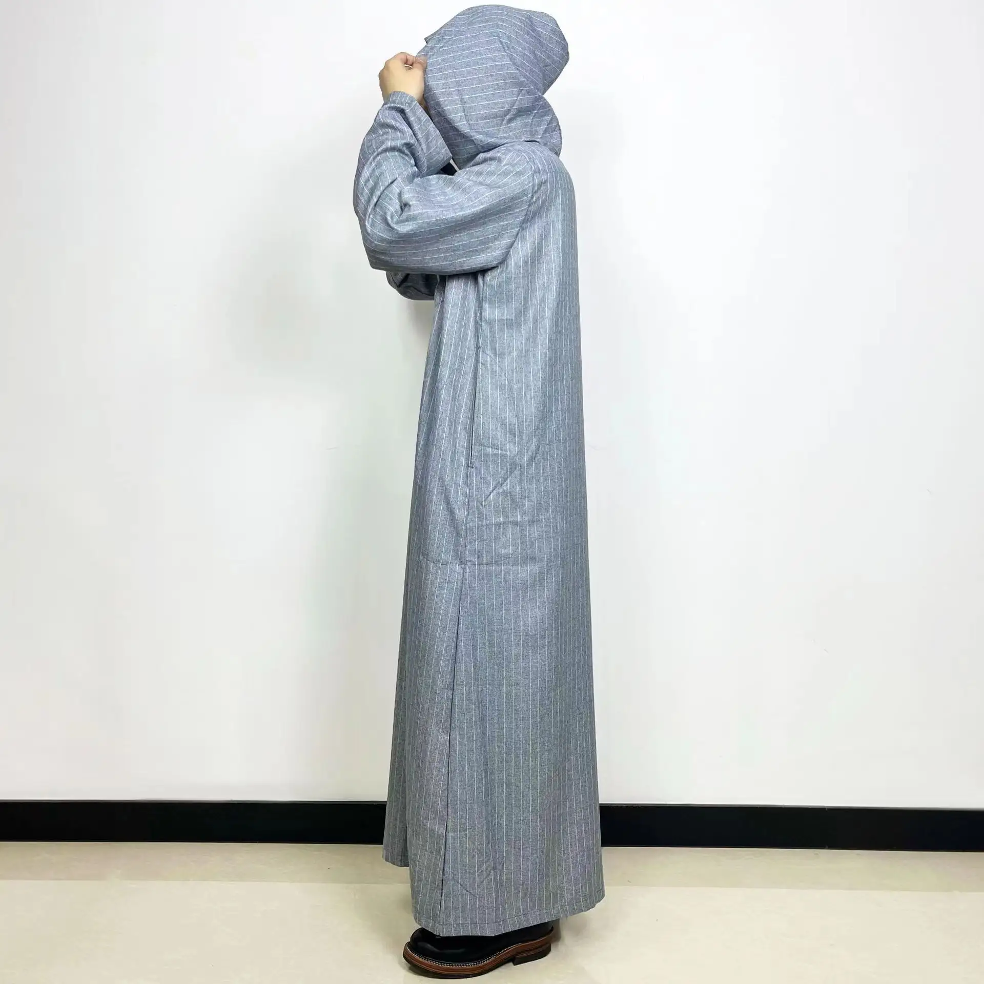 Vente chaude vêtements ethniques islamiques à capuche Jubbah Robe musulmane à manches longues Robe marocaine al aseel Thobe hommes