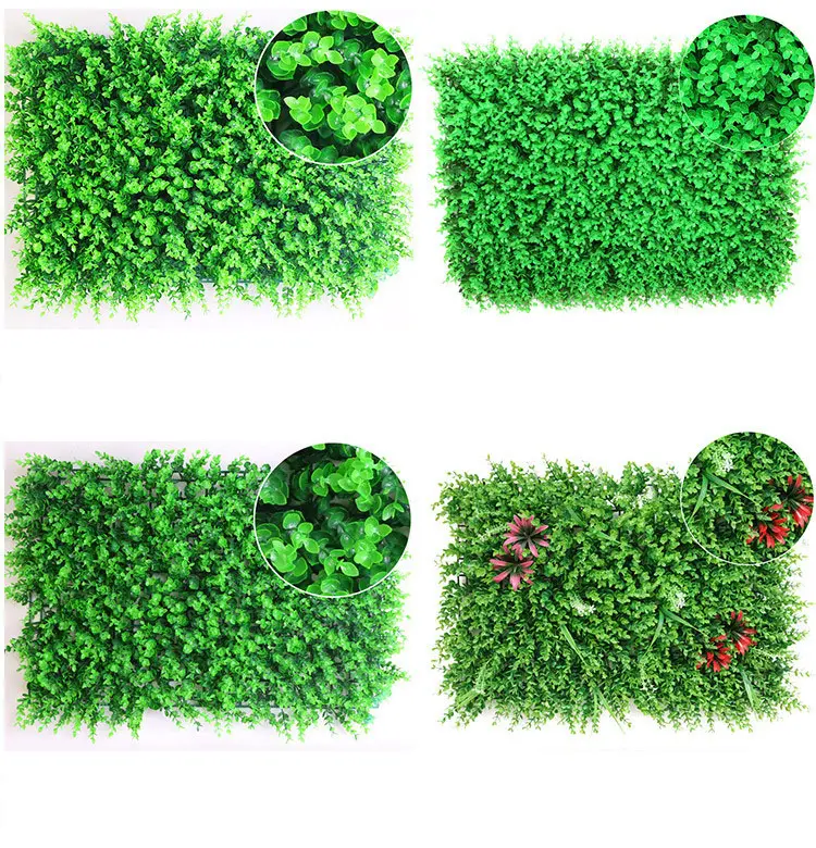 Venda quente falsas folhas de plástico artificial parede da grama para decoração