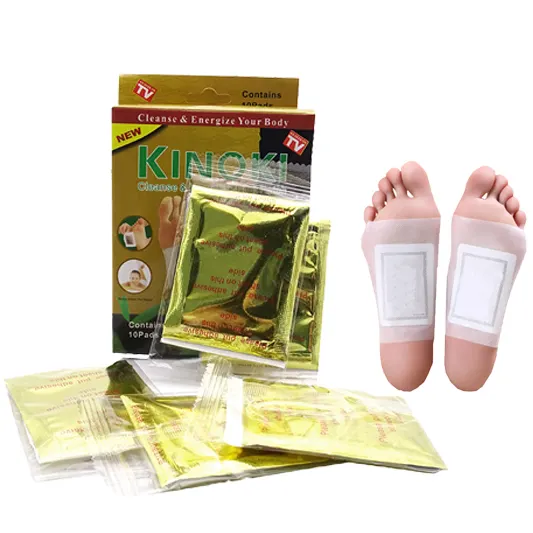 Vente en gros de haute qualité ai Grass kinoki patch de pied une boîte de 10 pièces de patch de pied diffusion de santé Detox Foot Patch