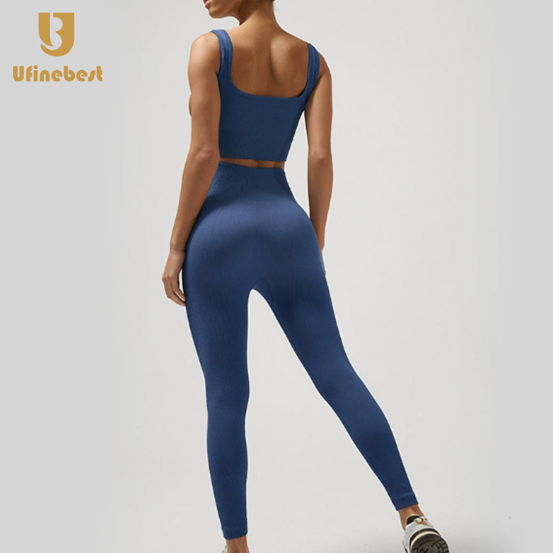 Ensemble legging soutien-gorge bleu foncé