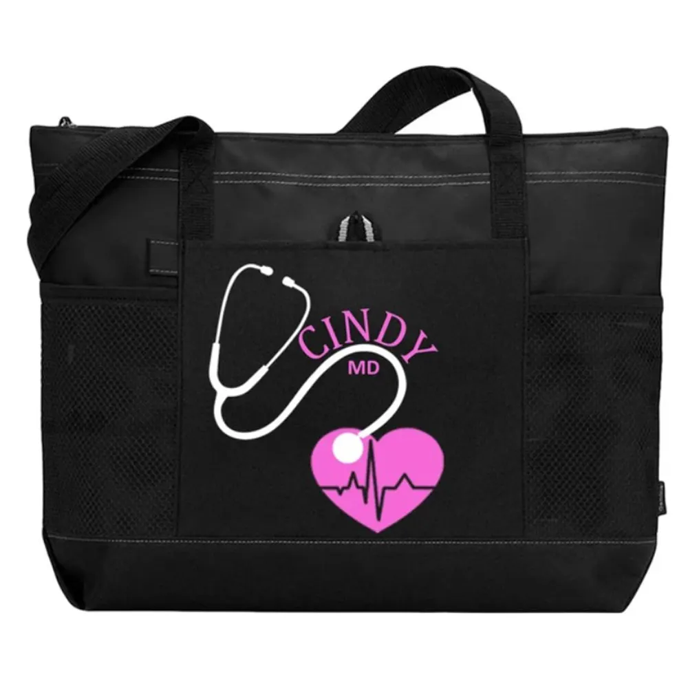 Оптовая продажа, медицинские сумки, сумки с логотипом на заказ, сумка-тоут из полиэстера с сетчатыми карманами для медсестер