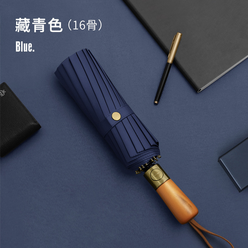 Manche en bois brossé bronze 16 os-bleu marine