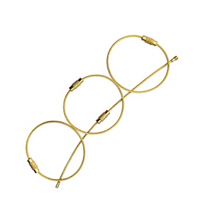 Custom Gold Color Stainless Steel Keying Loops Wire Keychain CableとTwist Locks - Product Image 3