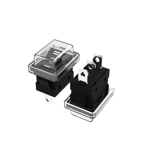 ブラックプッシュボタンミニスイッチ6A-10A110V 250V2ピンスナップインオン/オフロッカースイッチ21MM * 15MM防水カバー付きブラック - Product Image 3