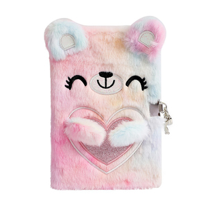 A5 Plush Bear <strong>Notebook</strong> <strong>with</strong> <strong>Lock</strong> for Girls Cartoon Beer <strong>Notepad</strong> Journal Diary - Product Image 5