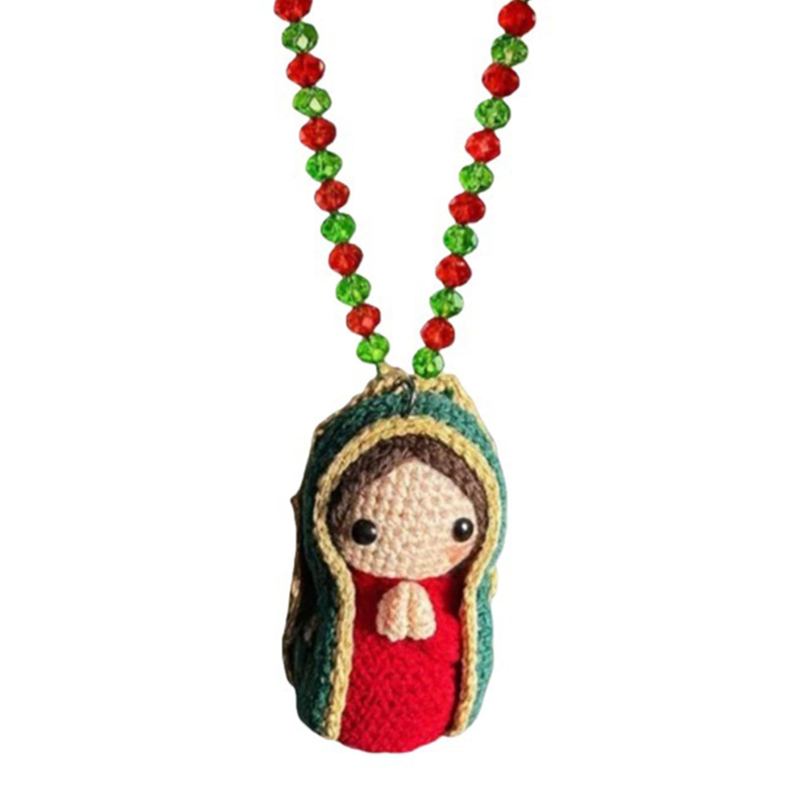 Muñeco de ganchillo de cristal rojo y verde