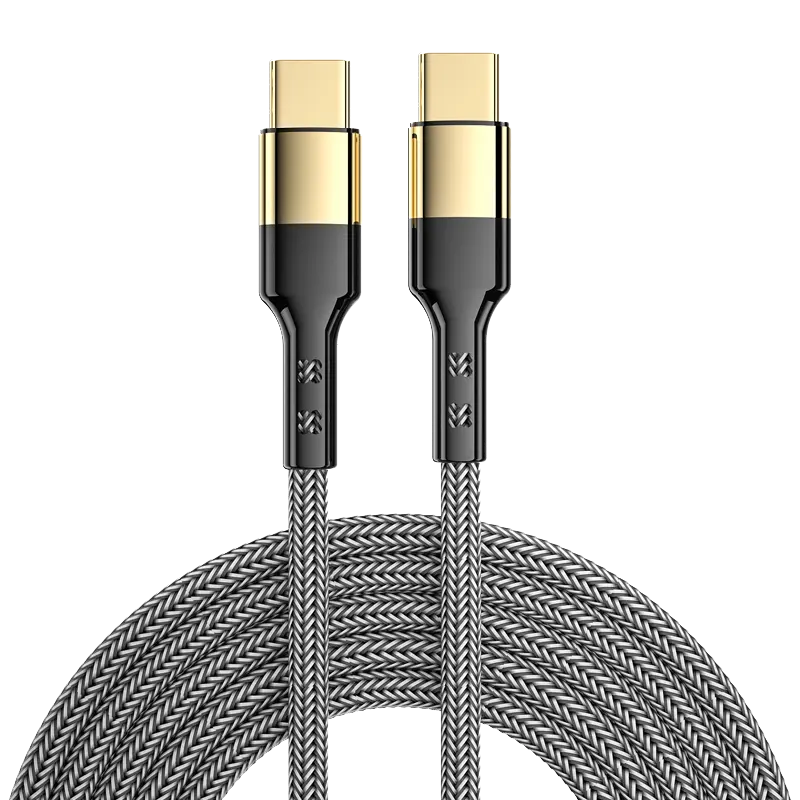 Alta Qualidade 1.2M nylon banhado a Ouro super usb C Cabo 60W tipo c para Tipo C PD carregamento cableFor iPhone 15 Fast Cabo de Dados