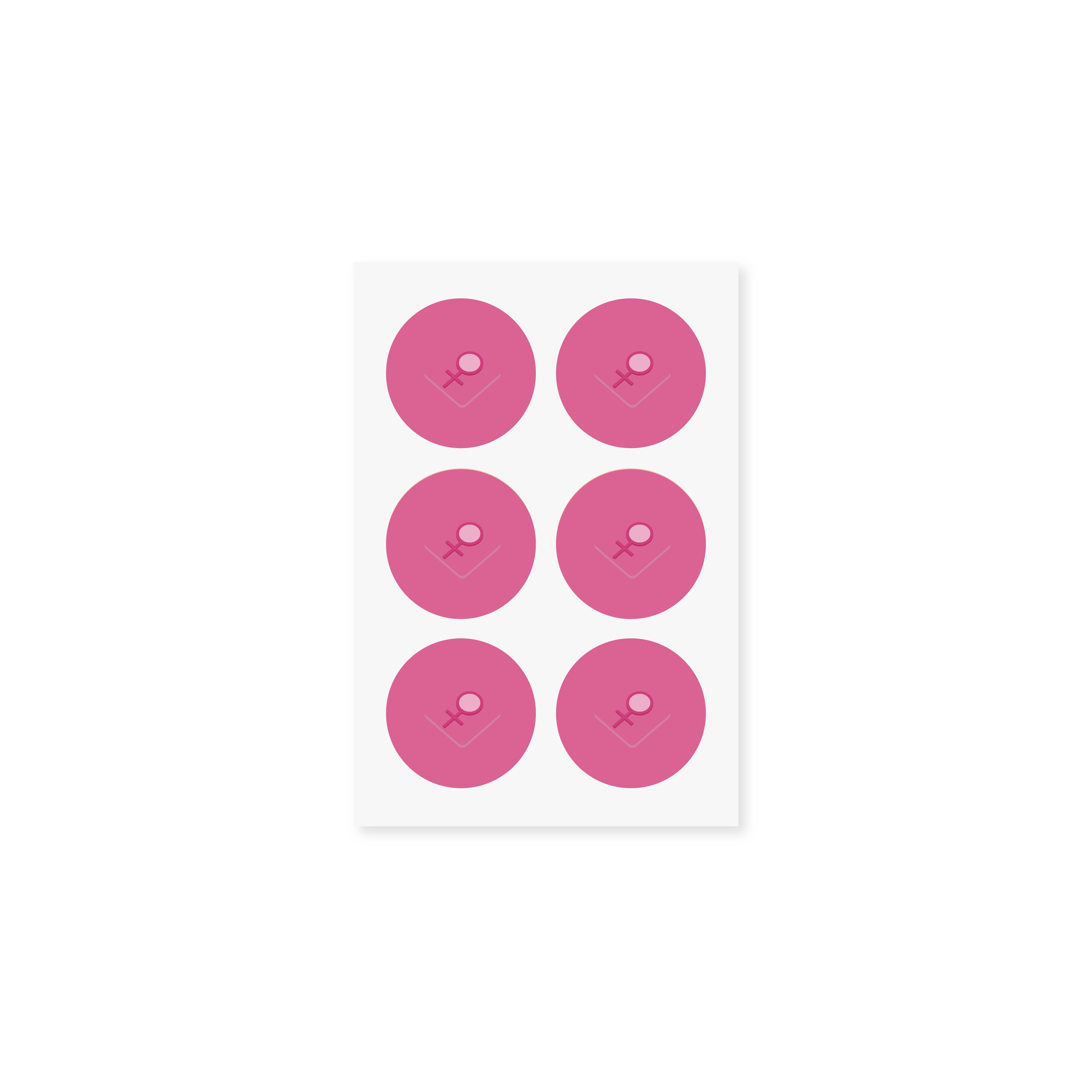 Pink circular stickers six dots