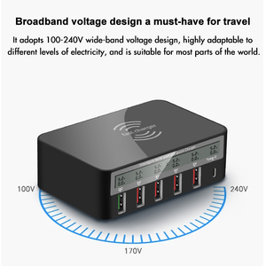 Smart 6-Port Fast USB <strong>Charger</strong> Multiport QC 3.0 Quick Charge Station with Type-C PD Port Fast Wireless <strong>Charger</strong> Electric Function - Product Image 6