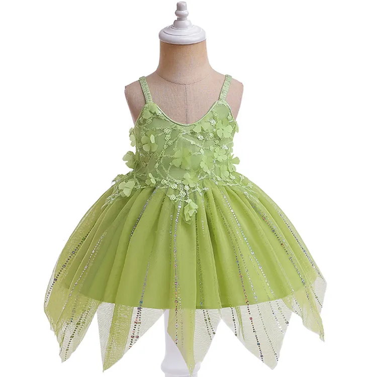 Рождественский зеленый эльф детское платье для принцессы Aisha Tinker Bell костюм для Хэллоуина