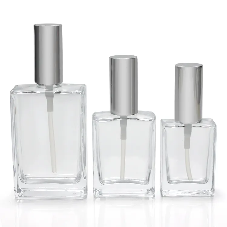 Luxe 30 Ml 50Ml 100 Ml Lege Platte Schouder Vierkante Heldere Parfumverstuiver Fijne Mist 30 Ml 100 Ml Glazen Spuitfles Voor Parfum