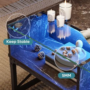 LED ışıkları ile siyah sehpa depolama merkezi masa oturma odası veya yemek için cam üst ile zarif mobilya seti - Product Image 4