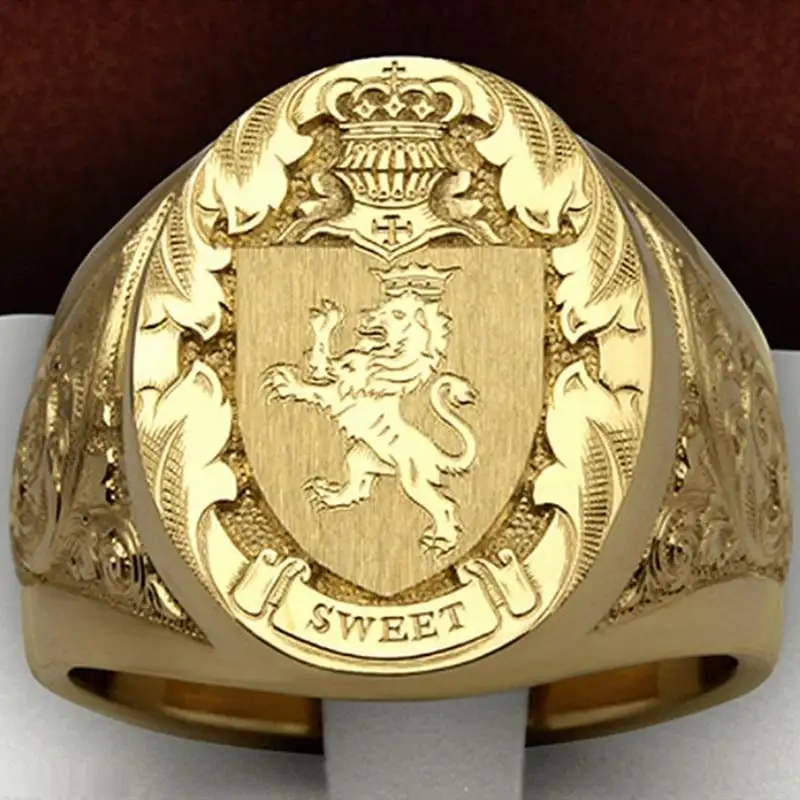 Inspire Jewelry-anillo con insignia de León para hombre, corona clásica de moda, grabado, cola de León, joyería de lujo, banquete, novio