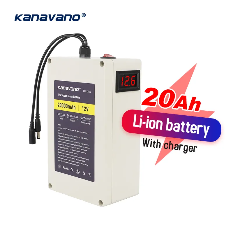 Kanavano-batería de iones de litio recargable, resistente al agua, 12V, 20Ah, para sistemas solares