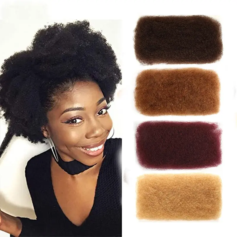 Extensiones de cabello humano Afro para trenzado, baratas, a granel
