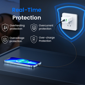 快速运输2包美国插头双Usb电话充电器20W PD + 18W QC快速充电套，带1m移动设备额外Usb c电缆