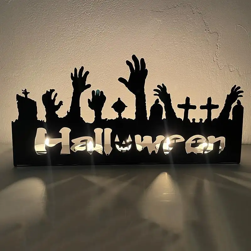 Decorazioni di Halloween spaventoso ferro zucca strega luce portacandele candeliere per la vigilia di Halloween