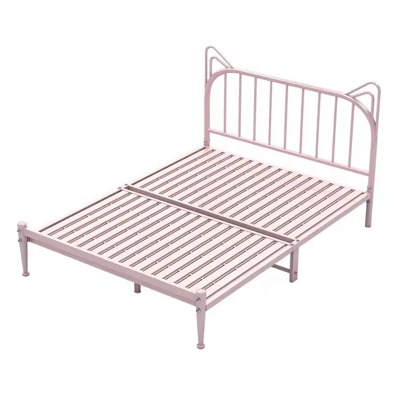 Cama moderna simple de hierro forjado cama de metal con forma Linda Muebles de dormitorio Muebles de Villa