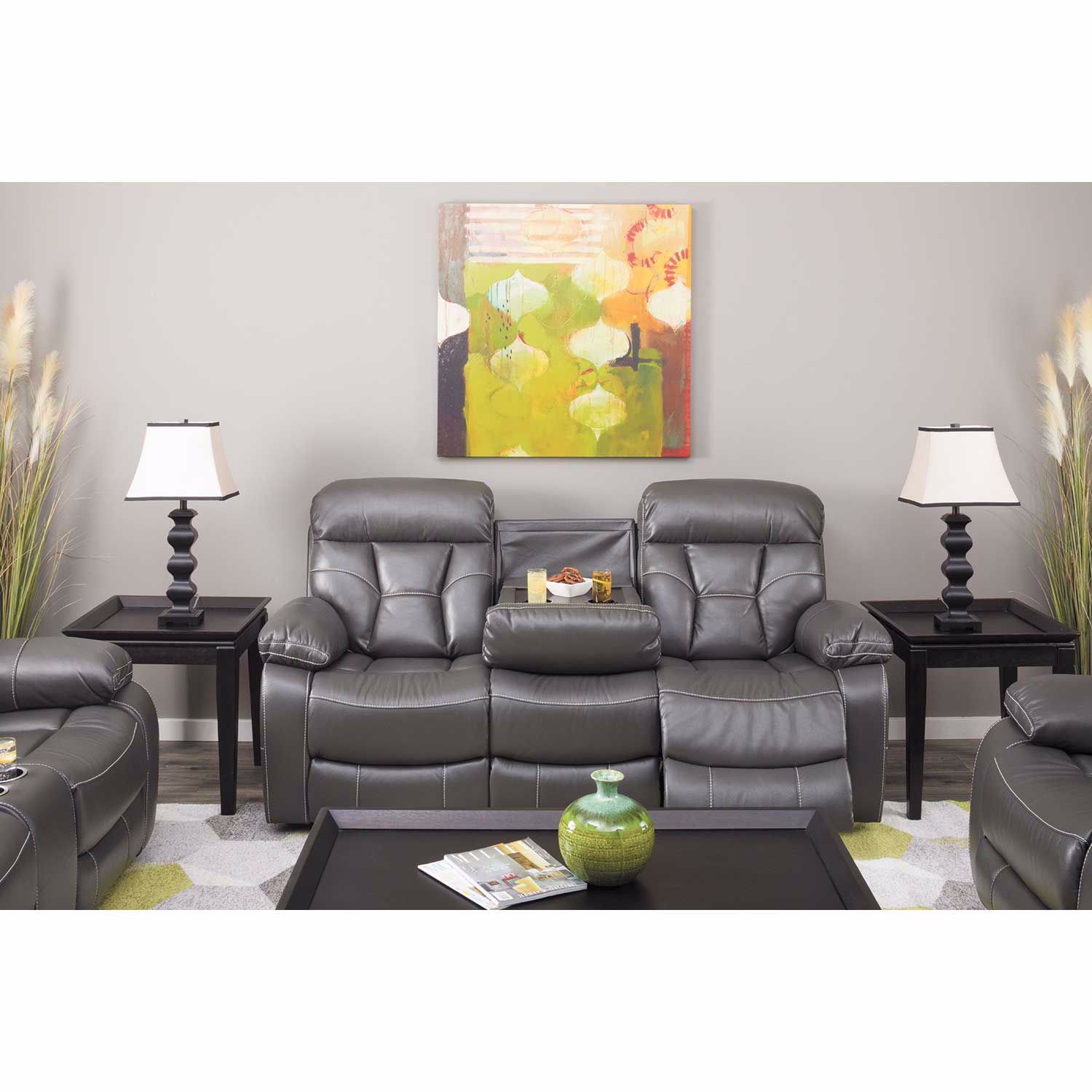 Factory directly hot selling comfortable electric massage and heat air leather fabric recliner sofa with drink up console