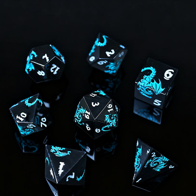 Blue dragon pattern-Black