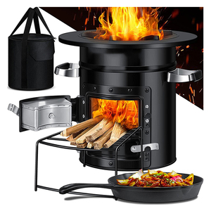 Açık odun yanan roket soba 1L 5L kapasiteli paslanmaz çelik ağ barbekü ve pişirme için kamp ve piknikler için - Product Image 1