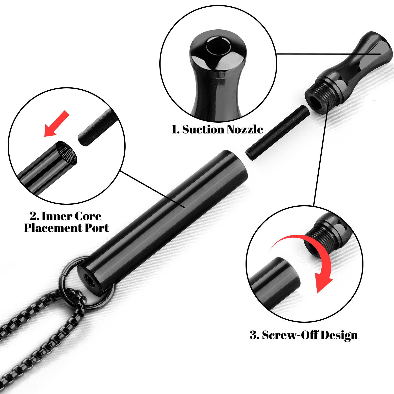 Black inhaler necklace