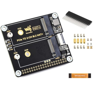 Compatibile con unità a stato solido taglia 2230/2242 NVMe, cappello Raspberry Pi 5 M.2, adattatore da PCIe a 2-ch M.2 per Raspberry Pi 5