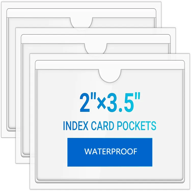 상단 개방형 접착 포켓이 있는 색인 카드 포켓 노트 카드 및 라이브러리 카드 용 플라스틱 라벨 홀더