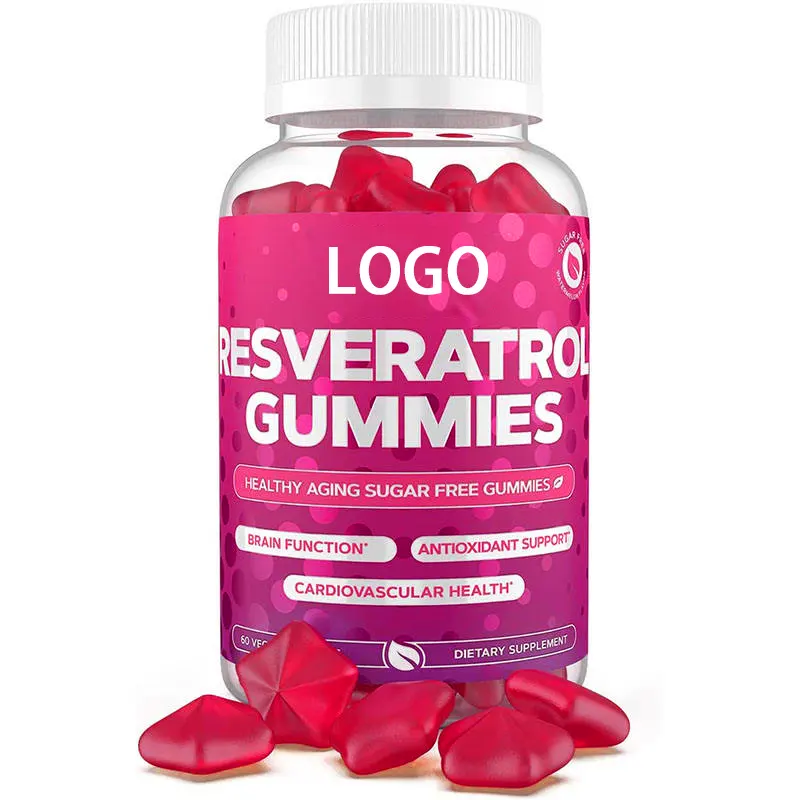 Resveratrolo Gummies integratore di resveratrolo senza zucchero con quercetina, semi d'uva, estratti di bacche di Acai supporto antiossidante