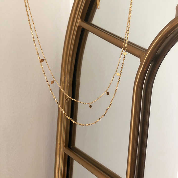 Gelaagdheid Choker Ketting Roestvrij Staal Sierlijk Goud Stapelen Celebrity Gelaagde Hanger Statement Ketting Voor Vrouwen Meisje