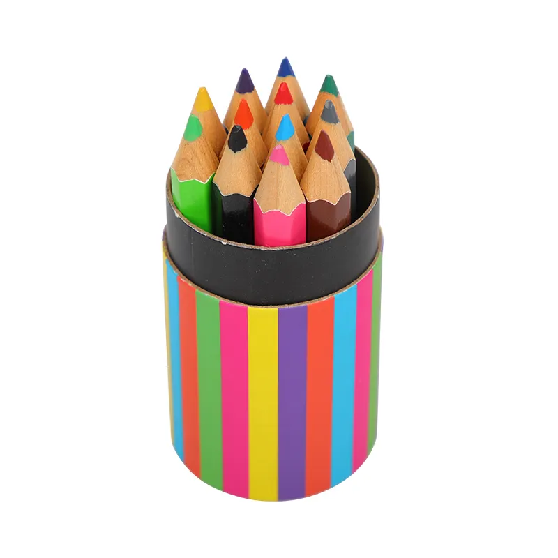 OEM 3,5 Zoll Kinder-Bleistifte klein Mini Natur Holz Farbe Lippenstifte 4 Riesen-Bleistiftfarben mit Papierröhre