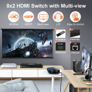 TESmart-conmutador de audio con pantalla dividida, multivisor, hdmi, 8 entradas, 2 salidas, vista cuádruple, L/R, selector de vídeo