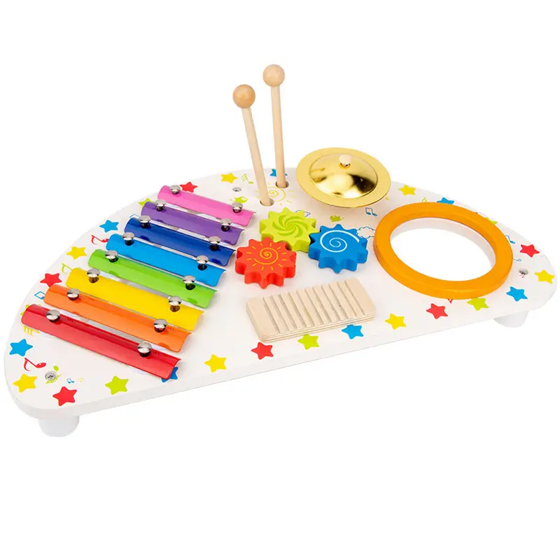 2021 Baby early education wooden xylophone toys for kids multi function eight tone hand percussion instrument children's music