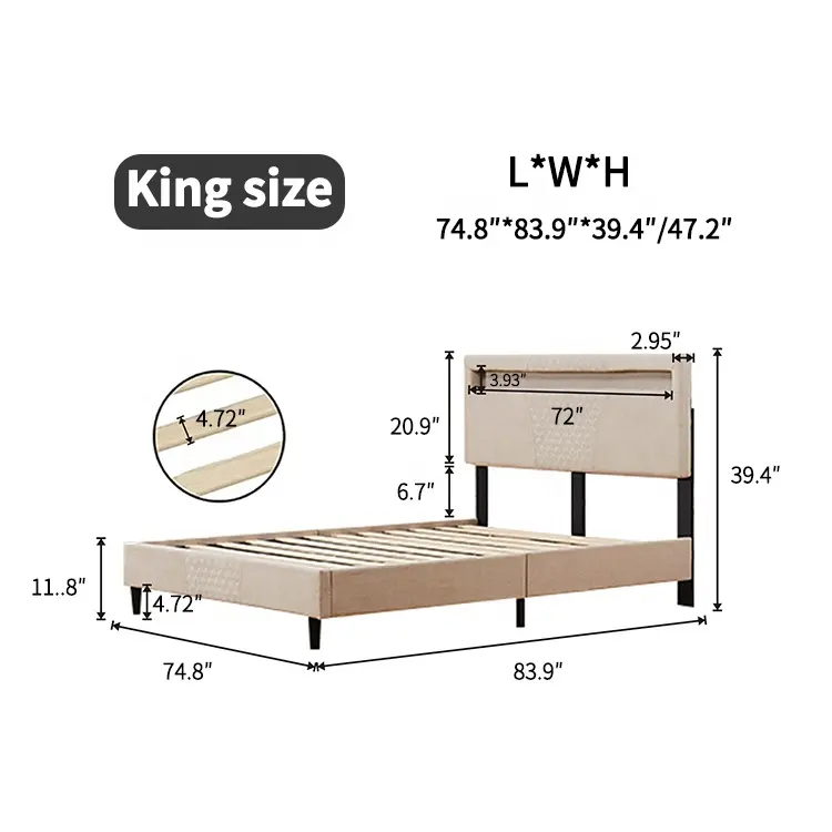 Nome dei prodotti all'ingrosso della fabbrica OEM personalizzato a buon mercato stile moderno doppio king size tessuto imbottito piattaforma letto dimensioni telaio