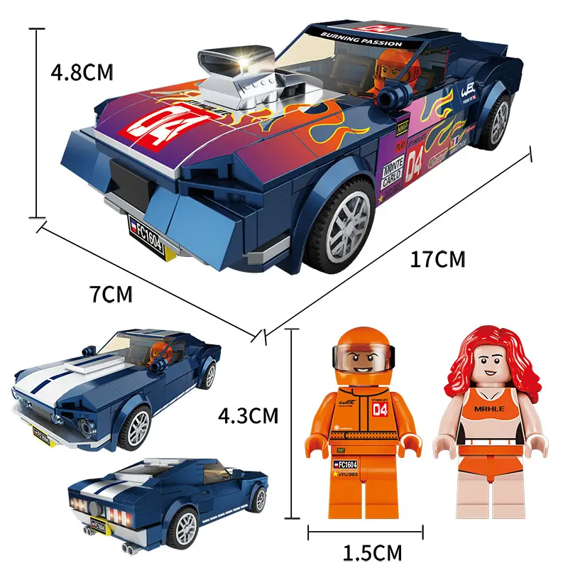 เด็กประกอบแข่งของเล่นจำลองรถสปอร์ตรุ่นอนุภาคขนาดเล็กประสานอาคารบล็อกของเล่น