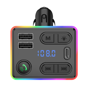<strong>M48</strong> Wireless Car FM Transmitter Bluetooth Connectivity Dual USB Car Charger with Power Memory Remote Control Colorful LED Lights - Product Image 1